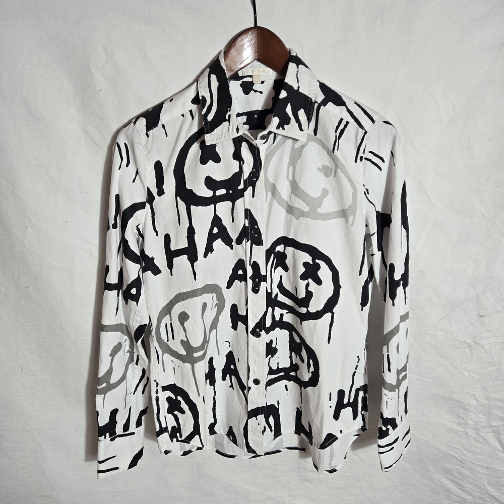 Lisa Todd Black and White Smiley Shirt Jacket